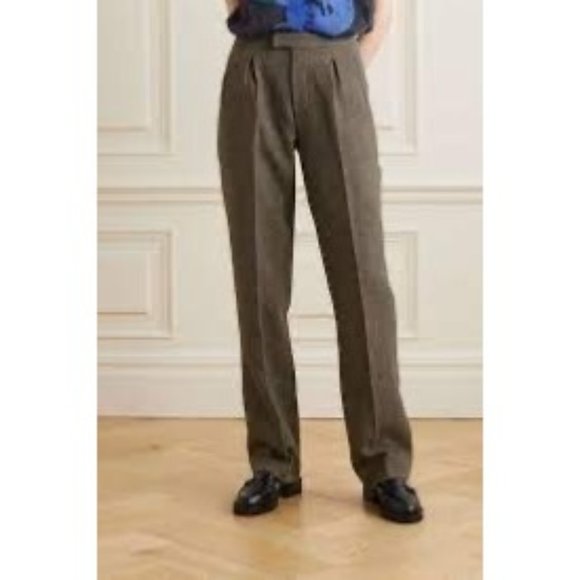 Anine Bing Brice Herringbone Wool Pants Size 6 S Straight Leg $350 NWT 6494